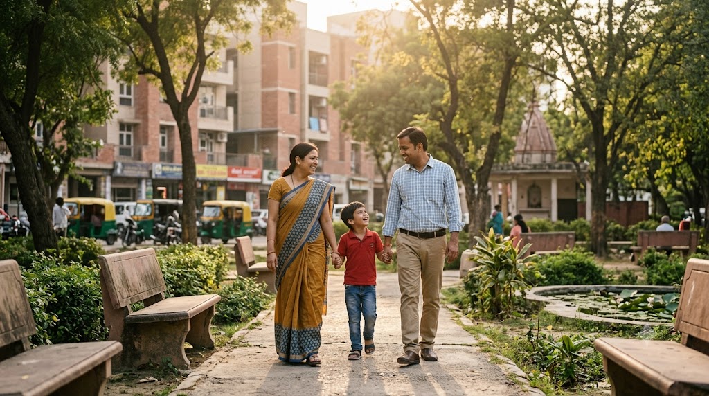 <span data-en>A parent and child engaging warmly together</span><span data-hi>माता-पिता और बच्चा साथ में स्नेहपूर्ण समय बिता रहे हैं</span>